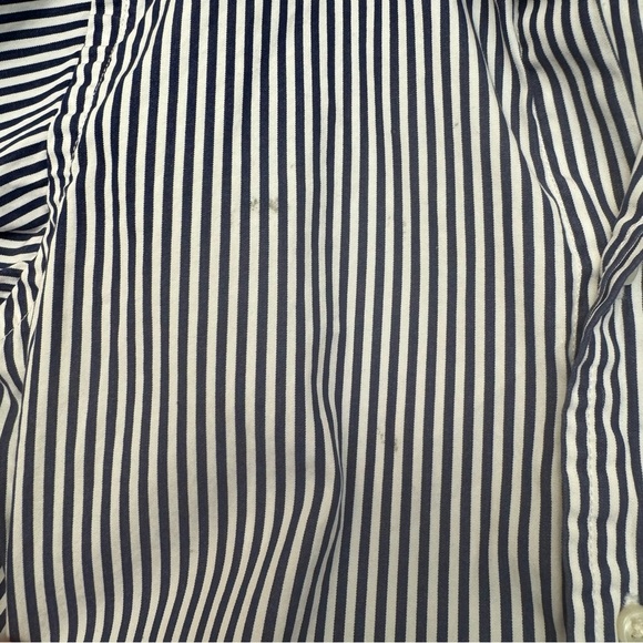 Ralph Lauren Striped Button Down Long Sleeve Shirt Navy Blue & White - Picture 4 of 4